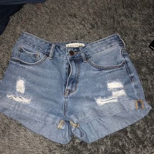 high waisted denim shorts